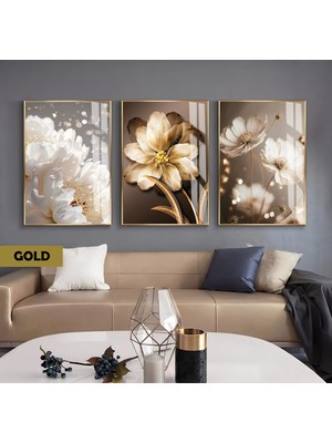 Harikabirev|siyah-Beyaz Poppy Minimal Çiçek Kombini |çerçeveli Cam Tablo  3lü Dikey