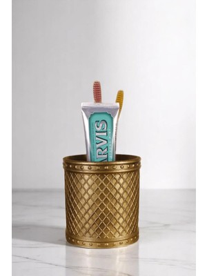 Evene Diş Fırçalığı Diş Fırçalık Diş Fırçası Standı Diş Fırçası Tutucu Altın Renk Model 90