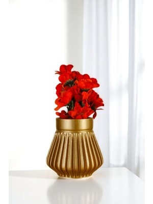 Evene Vazo Küçük Vazo Masa Üstü Vazo Ev Dekorasyon Vazo Altın Renk Model 83