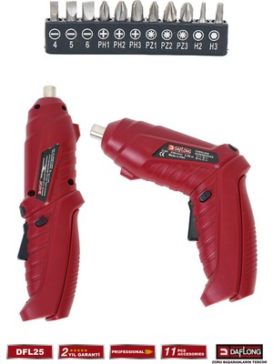Daflong Şarjlı Tornavida Vidalama Makinası 3.6V Li-on Akü Özellikleri ile Ergonomik Tasarım
