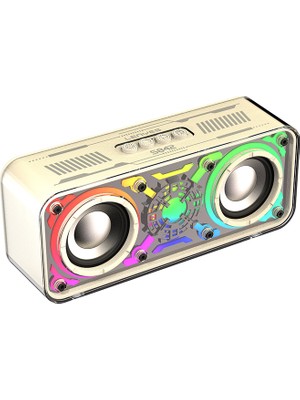 Lenyes S842 Rgb LED Işıklı Tws Bluetooth Hoparlör V5.3 18W Bej