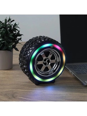 Fioplus Jant Tasarımlı Rgb LED Bluetooth Hoparlör – Güçlü Ses, Kablosuz, Taşınabilir, Şık ve Spor Tasarım