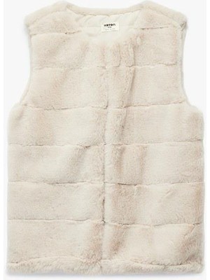 Koton Peluş Detaylı Kolsuz Bisiklet Yaka Peluş Yelek  (Aw 25)