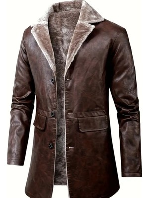 Nyc Giyim Tekstil Cepleri Kapaklı Hakiki Koyun Derisi Uzun Kaban Içi ve Yakası Kürklü