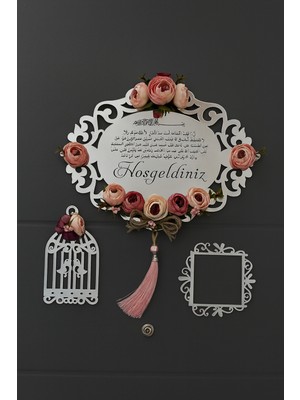 Evsay Aynalı Pleksi Kapı Süsü 3 Parça Kapı Aksesuarı