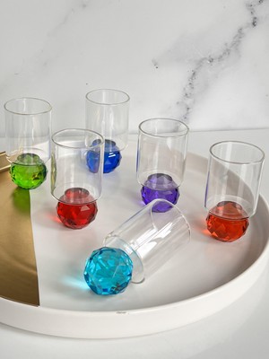 Rossev Mix Diamond Color 6'lı Kahve Yanı Su KADEH-100ML