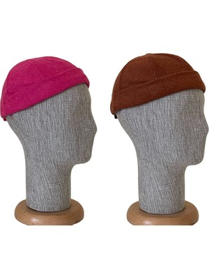 Rupen Kraft 2 Li Kombin Kışlık Kaşe Cap Ayarlanabilir Docker Şapka Kışlık Takke Şapka Retro Şapka Takke