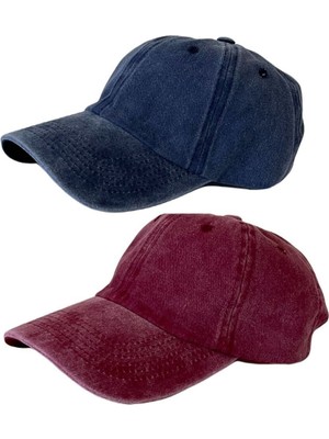Rupen Kraft Yeni Sezon 2 Li Set Yıkamalı Eskitme Şapka Vintage Şapka