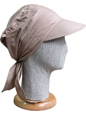 Rupen Kraft Bağlamalı Safari Kadın Şapkası Eşarplı Şapka Plaj Şapkası Siperli Bandana Şapka