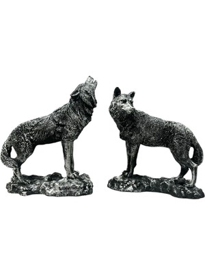 Peramari Dekoratif Polyester Ikili Kurt Biblo Gümüş Eskitme