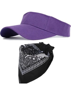 Rupen Kraft Sporcu Koşu Tenis Vizör Şapka Arka Kısmı Ayarlanabilir Bandana Kombinli
