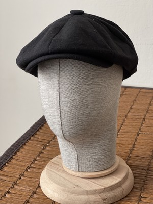 Rupen Kraft Kışlık Erkek Ingiliz Stili Siyah Yün Şapka Kasket Dökümlü Peaky Blinders Kasket ( Lastikli )