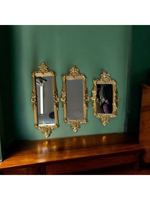 Peramari Dekoratif Polyester Üçlü Dikdörtgen Ayna Takımı Gold