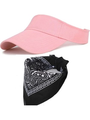 Rupen Kraft Unisex Sporcu Koşu Tenis Vizör Şapka Arka Kısmı Ayarlanabilir Bandana Kombinli