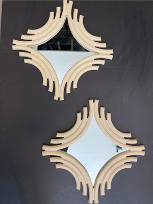 Peramari Dekoratif Polyester Ikili Kare Ayna Takımı Krem