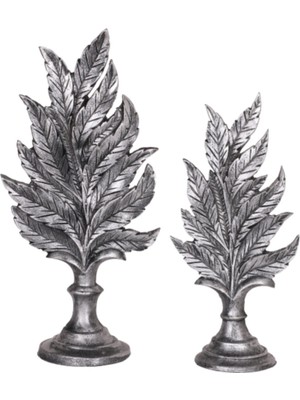 Peramari Dekoratif Polyester Ikili Dik Yaprak Gümüş Eskitme