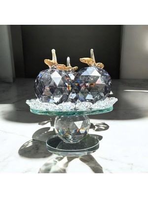 Peramari Dekoratif Kristal Cam Ayaklı Üçlü Elma Füme
