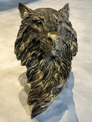 Peramari Polyester Dekoratif Duvara Asmalı Kurt Başı Gold Eskitme