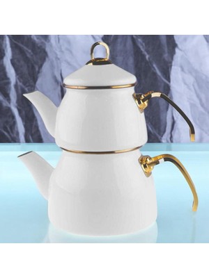 Peramari Taşev Robin Emaye Çaydanlık Takımı Karamel