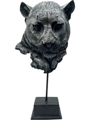 Peramari Dekoratif Polyester Tekli Panter Başı Gümüş Eskitme