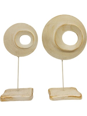 Peramari Dekoratif Polyester Ikili Yuvarlak Aksesuar  Krem Eskitme