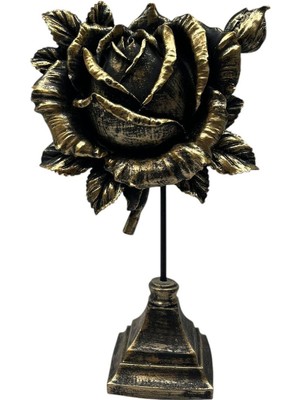 Peramari Dekoratif Polyester Tekli Dik Gül Çiçek Gold Eskitme