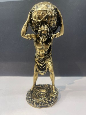 Peramari Dekoratif Polyester Atlas Adam Heykeli Gold-Eskitme