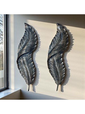 Peramari Dekoratif Polyester Ikili Duvara Asmalı Dik Yaprak Set Gold Eskitme