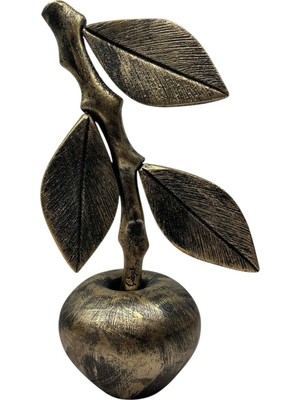 Peramari Dekoratif Polyester Tekli Dallı Elma Biblo Gold Eskitme