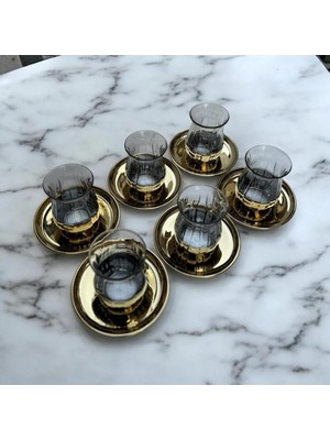 Peramari Bambum Vibe 6 Kişilik 12 Parça Çay Seti Gold