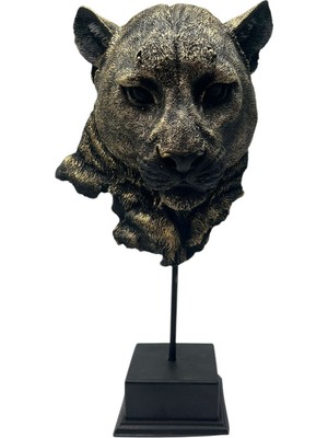 Peramari Dekoratif Polyester Tekli Panter Başı Gold Eskitme