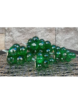 Peramari Dekoratif Kristal Cam Dörtlü Serbest Salkım Üzüm Koyu Yeşil