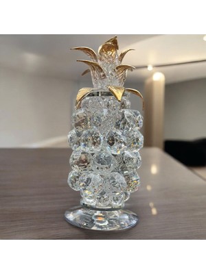 Peramari Dekoratif Kristal Cam Tekli Ananas Küçük Boy Şeffaf Gold