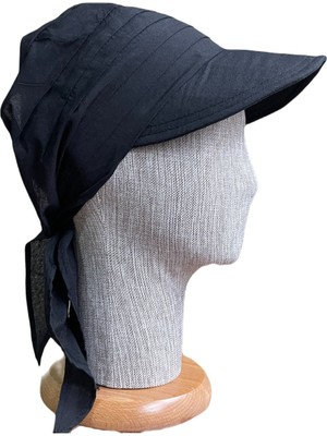 Rupen Kraft Bağlamalı Safari Kadın Şapkası Eşarplı Şapka Plaj Şapkası Siperli Bandana Şapka