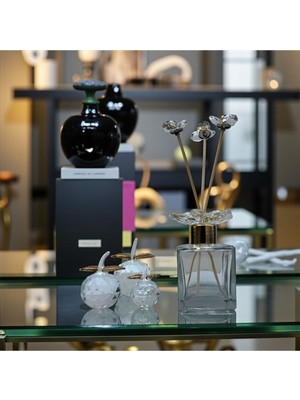 Peramari Dekoratif Kristal 7 Parça Set Üçlü Elma ve Koku Şişesi Şeffaf Gold