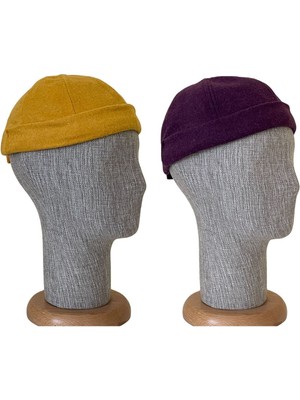 Rupen Kraft 2 Li Kombin Kışlık Kaşe Cap Ayarlanabilir Docker Şapka Kışlık Takke Şapka Retro Şapka Takke