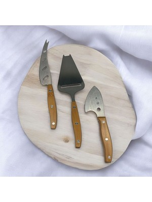 Peramari Bernardo Naturel Bamboo Line 3 Lü Peynir Bıçağı Seti