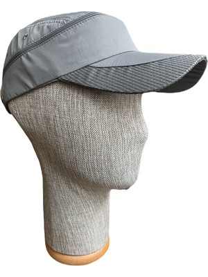 Rupen Kraft Üstü Açılır Fermuarlı Sporcu Koşu Tenis Şapkası Vizör Şapka( Arka Kısmı Ayarlanbilir )