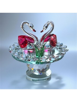 Peramari Dekoratif Kristal Cam Ikili Kuğu Kırmızı