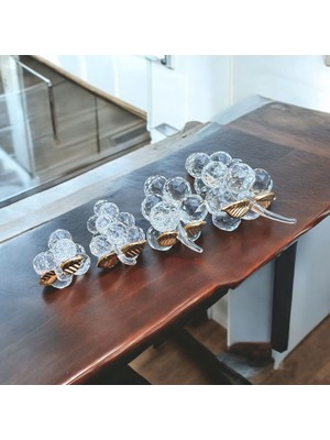 Peramari Dekoratif Kristal Cam Dörtlü Serbest Salkım Üzüm Şeffaf Gold