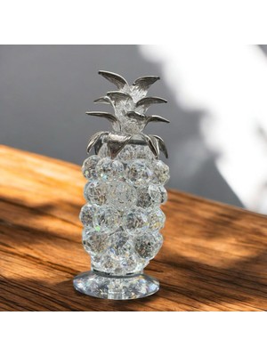 Peramari Dekoratif Kristal Cam Tekli Ananas Büyük Boy Şeffaf Gümüş
