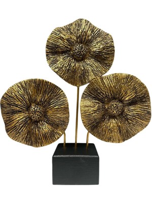 Peramari Dekoratif Polyester Üçlü Çiçek Aksesuar Gold Eskitme