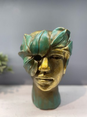 Peramari Dekoratif Polyester Helen Sürat Saksı Gold Mavi Eskitme