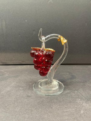 Peramari Dekoratif Kristal Cam Tekli Salkım Üzüm Kırmızı-Gold