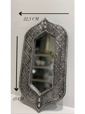 Peramari Dekoratif Polyester Tekli Kral Ayna Gümüş