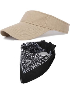 Rupen Kraft Sporcu Koşu Tenis Vizör Şapka Arka Kısmı Ayarlanabilir Bandana Kombinli