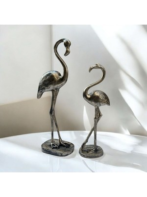 Peramari Dekoratif Polyester Ikili Flamingo Set Gold Eskitme
