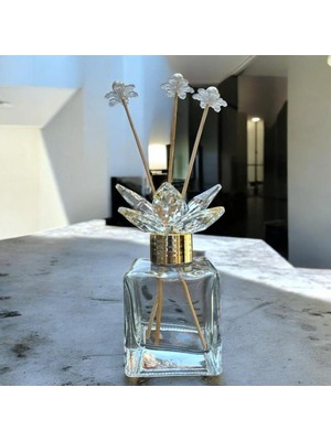 Peramari Dekoratif Kristal Cam Oda Koku Şişesi Şeffaf Sade- Gold