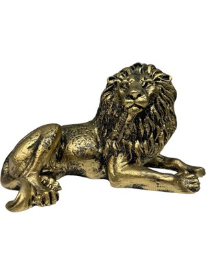 Peramari Dekoratif Polyester Oturan Aslan Biblo Gold Eskitme
