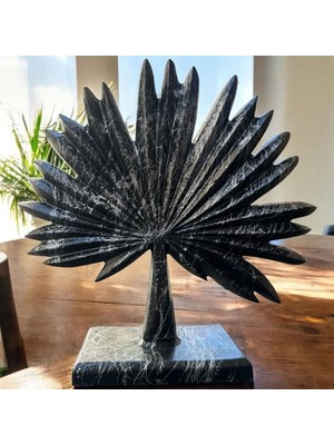 Peramari Dekoratif Polyester Tekli Dik Yelpaze Yaprak Gümüş-Eskitme